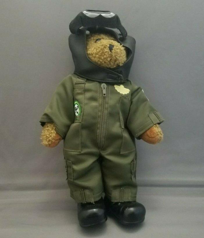 Boeing Teddy Bear Plush Green Flight Suit Leather Helmet Goggles Pilot Military