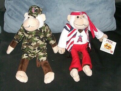 JACK IN THE BOX MONKEY DOLLS DOLL - 1 IN CAMO - 1 IN PEACE SUIT NEW~@@@