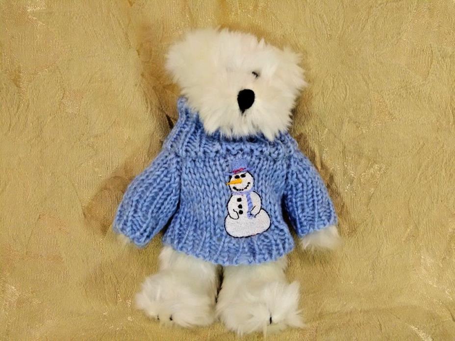 plush polar bear with snowman sweater
