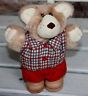 Vintage Furskins Teddy Bear Figure Boone Red Plaid Flannel Shirt 1980s Plush 7