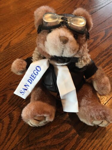 Aviator Pilot Teddy Bear With Goggles Hat Scarf Bomber Jacket San Diego scarf