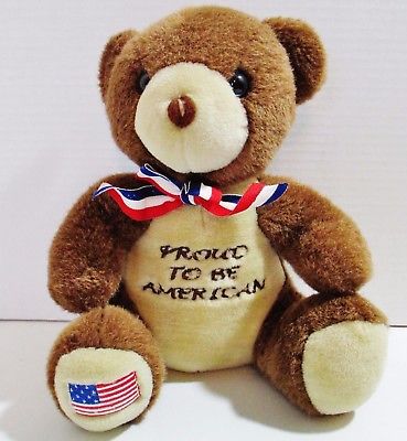 Sugar Loaf Plush Brown Teddy Bear Stuffed Animal Proud to be American Toy