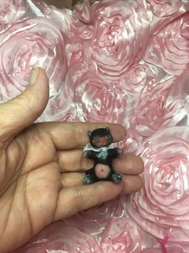 OOAK Silicone Handmade 2” Baby Kitty Art Doll Miniature 1/12 By Janet Alvarez