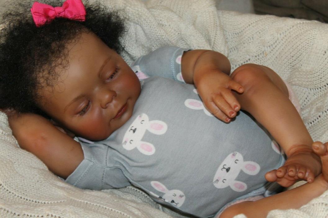 Reborn baby doll sweet lifelike ethnic 3 month baby girl Janey with 3d skin OOAK