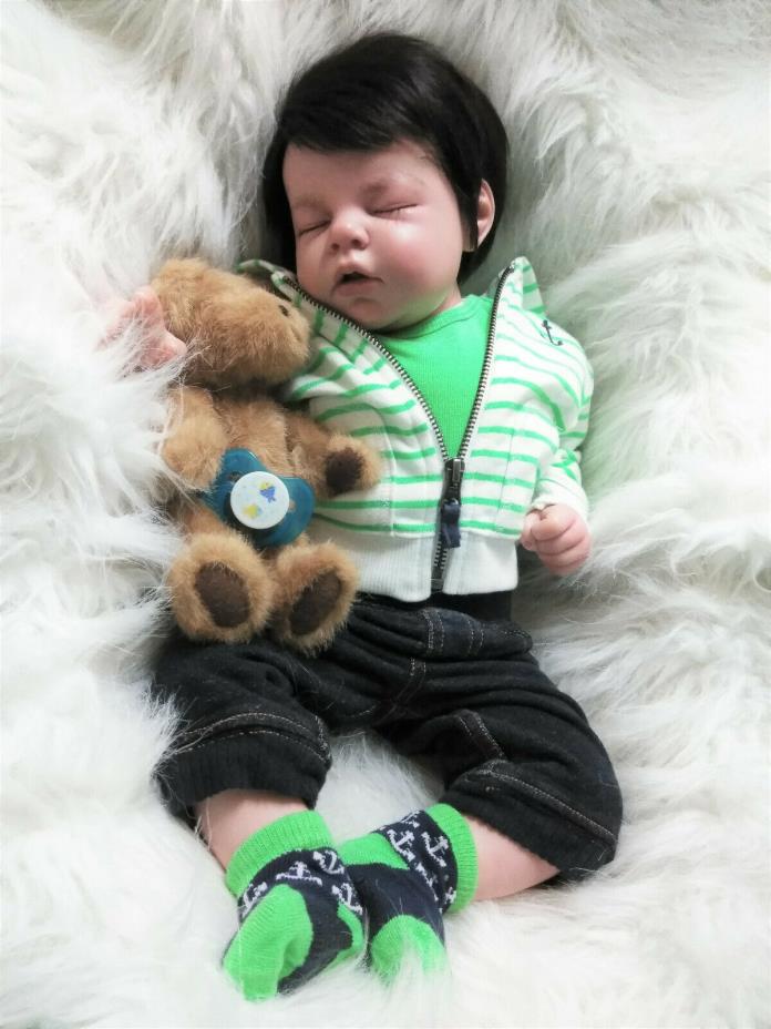 Noah Asleep  Boy Reborn Doll OOAK Ready to go Home
