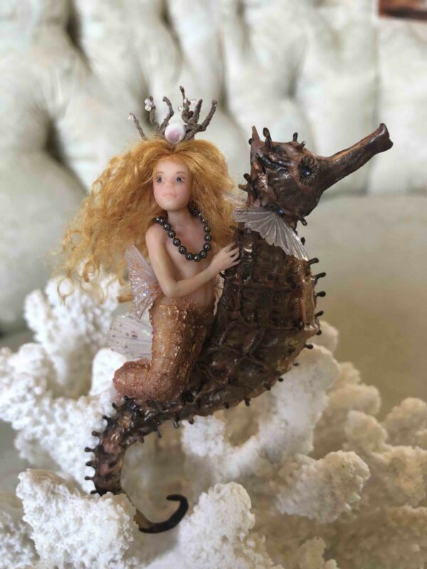 Julie Mansergh / Fairies In The Attic FITA - Seahorse Mermaid OOAK Fairy Faerie
