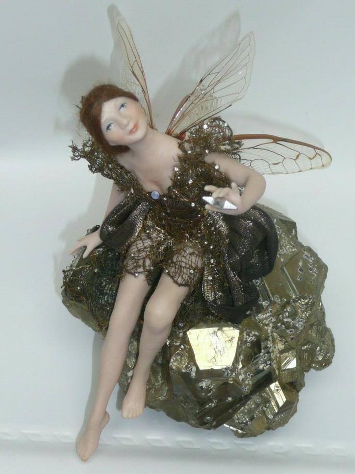Susan Snodgrass & Stephanie Blythe Fairy w/Cicada Wings on Pyrite Rock, Amazing!