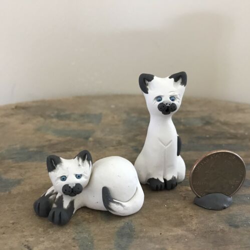 OOAK HANDMADE POLYMER CLAY Pair Of Cats