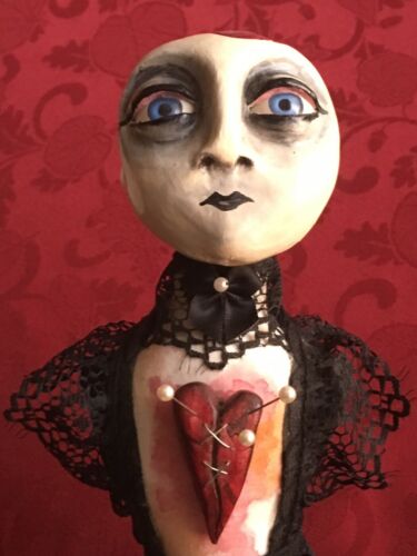OOAK Handmade Gothic Flapper Boudoir Pincushion Stuffed Cloth Voodoo Art Doll