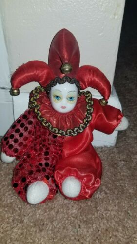 Vintage Creepy Haunted Scary Clown Porcelain Doll Cloth Body Unknown Origin