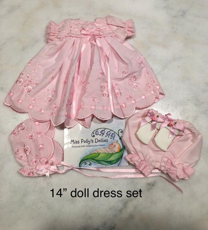 14” Ooak baby dress set-Miss Polly’s Dollies