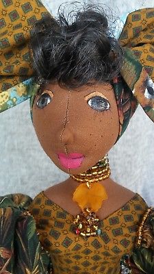 -New- Rihanna African American Handmade-Ooak cloth doll Kwestionmark#192 jungle