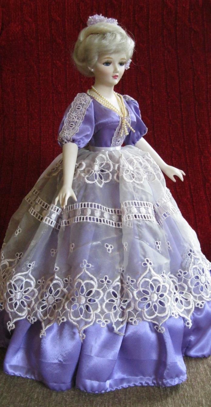 Dorsey Creations Porcelain Doll Signed Madame Shiao-Yen - Lavender, Lace, Pearls