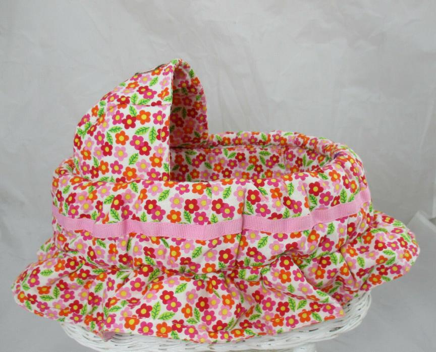 Penelope Peapod Springtime Flowers Baby Doll Crib Bassinet Bed Fabric & Wicker