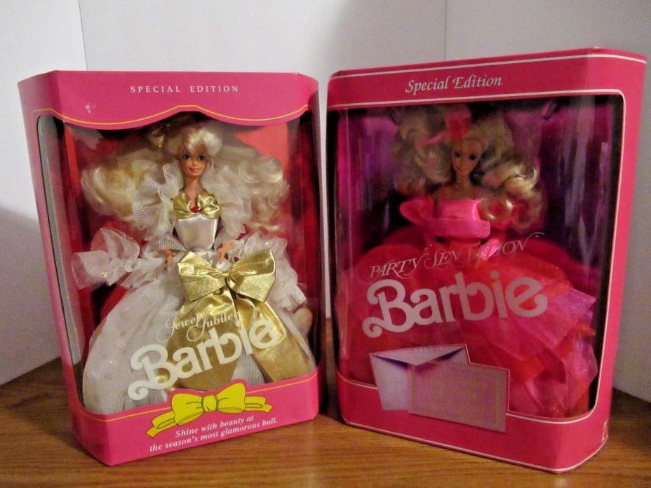 Barbie DOLL lot of ( 2 ). PARTY SENSATION 1990.  JEWEL JUBILEE 1991.  BNIB.
