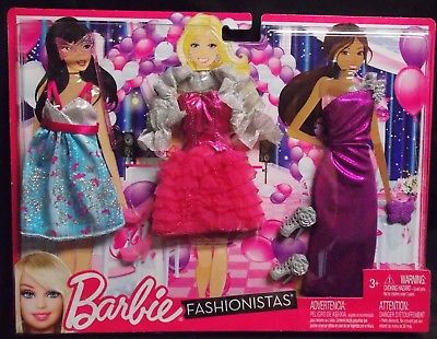 RARE BARBIE LIFE IN THE DREAM HOUSE FASHIONISTA FASHION 3-PACK EVENING GOWNS