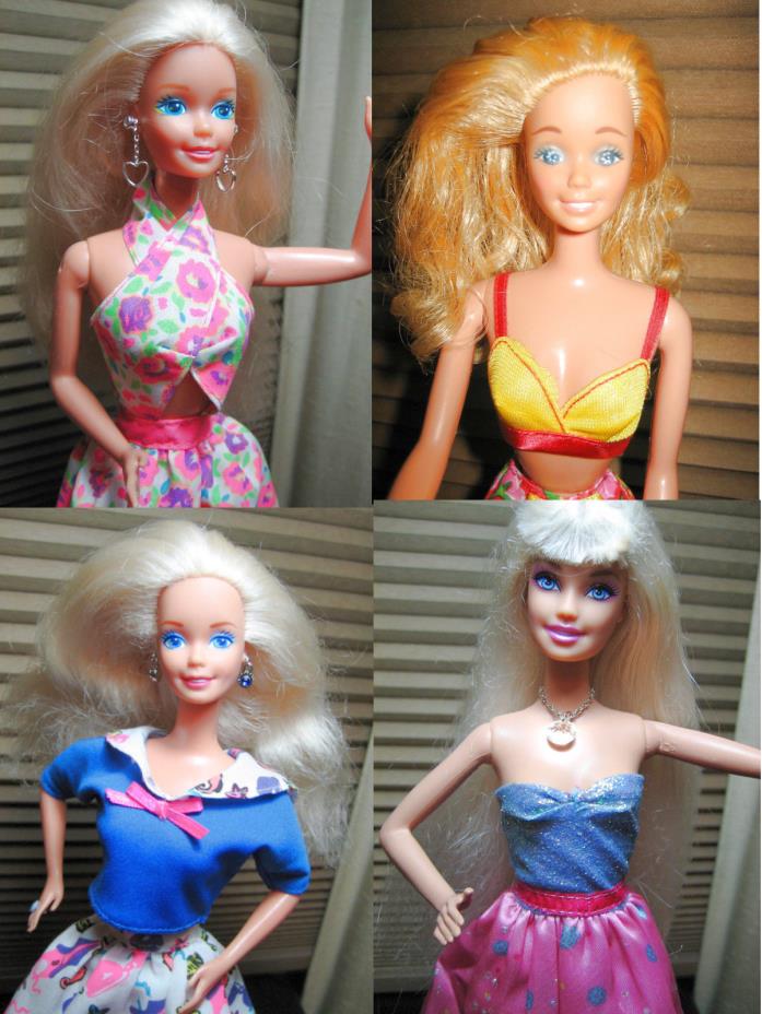 4 Barbie Dolls Blond OOAK Beach Ensemble Boating Deck Suit Evening Gown Mattel