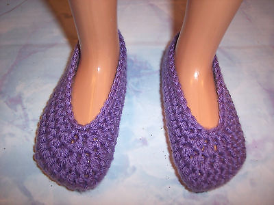 Amethyst Hand Crochet Slip On Shoes For My Size Barbie Doll