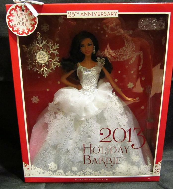 2013 Holiday Barbie 25th Anniversary African American  w/Ornament WAL MART ISSUE