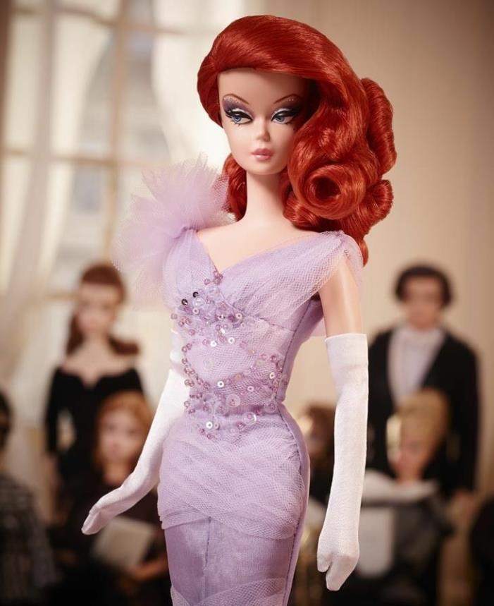 BFMC Silkstone Lavender Luxe Red Haired Barbie Doll With Taffeta Organza Gown
