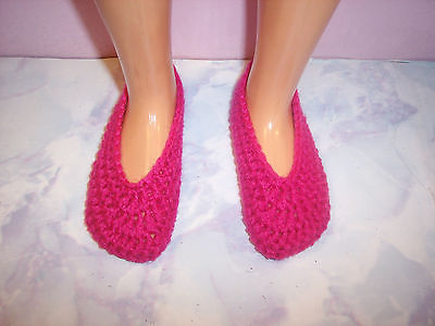 Fuchsia Hand Crochet Slip On Shoes For The My Size Barbie Doll