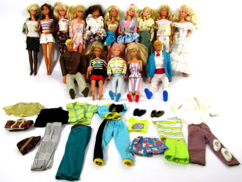 HUGE LOT OF VINTAGE 1980s 1990s BARBIE & KEN WITH CLOTHES ~ FREE SHIPPING