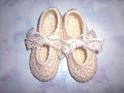 Ivory Hand Crochet Mary Jane Shoes For The My Size Barbie Doll