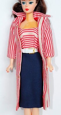 Barbie Doll Repro Roman Holiday Outfit Red White Striped Long Coat Only