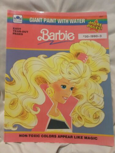 Vintage 1990 Barbie Giant Paint With Water Coloring Book by Golden New Unused