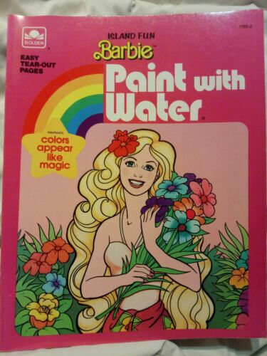 Vintage 1988 Island Fun Barbie Paint With Water Book Golden New and Unused