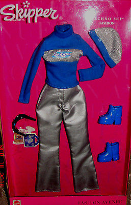 SKIPPER Techno Ski FASHION AVENUE Outfit Blue/Silver Shirt & Pants Mattel Barbie