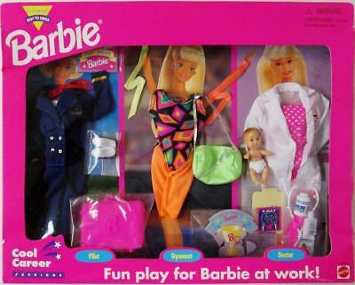 Barbie COOL CAREERS Fashions Clothing Set Features: Pilot - Gymnast - Doctor NEW