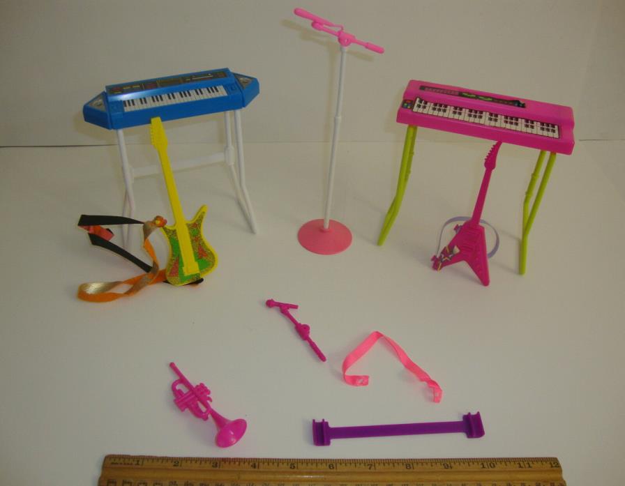 BARBIE VINTAGE KEYBOARDS GUITARS MICROPHONE STAND LOT MORE  barbie outfit