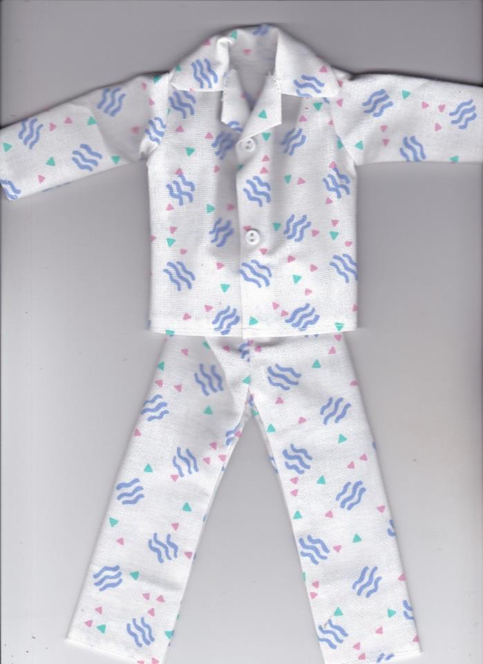 Homemade Doll Clothes-Very Cool Print Button Pajamas fit Ken KP6