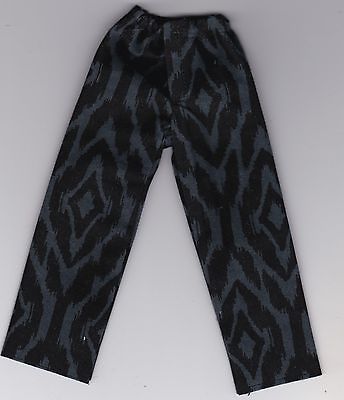 Homemade Doll Clothes-AWESOME Black Print Pants fits Ken Doll P6