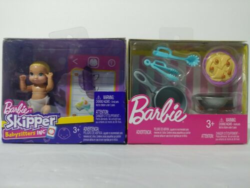 Barbie Skipper Babysitters Inc Blonde Baby and Barbie Food Lot