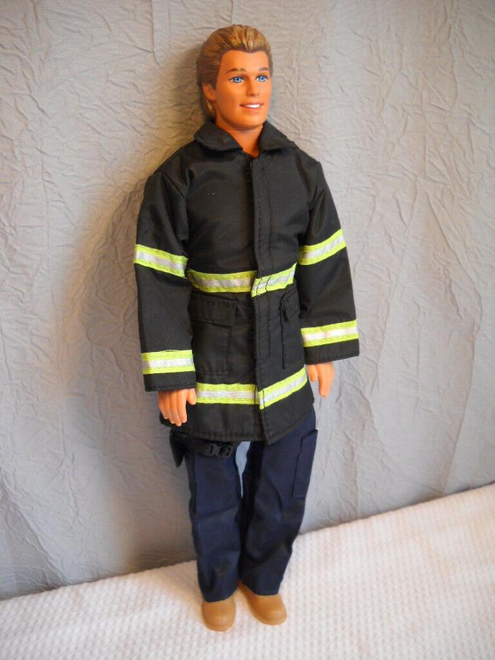 Gorgeous Handsome 1990s Ken Doll w/ Alan Head in New Firefighter Fireman Outfit
