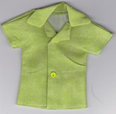 Homemade Doll Clothes-Pretty Green Print Shirt that fits Ken Doll B4
