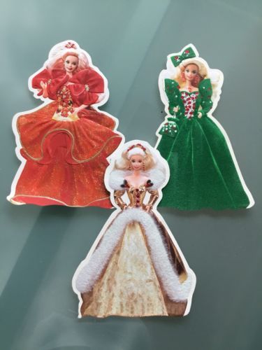 HOLIDAY Barbie TRIO SET of Stand Up HOLIDAY BARBIES CARDS hallmark Mattel