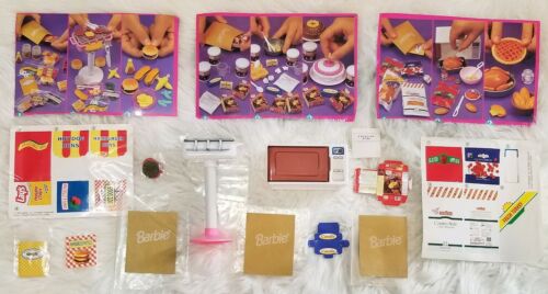 1995 Barbie Fun Fixin' LOT Microwave, Grill & 3 Sets Accessories Stickers & Bags