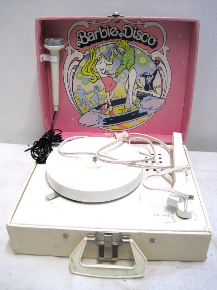 Vintage Barbie Disco Record Player 1976 Vanity Fair Microphone Case 45 & 33 RPM