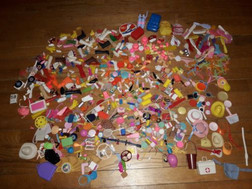 Huge Vintage Barbie Accessories Lot Shoes Hats Ice cream Coca Cola and more