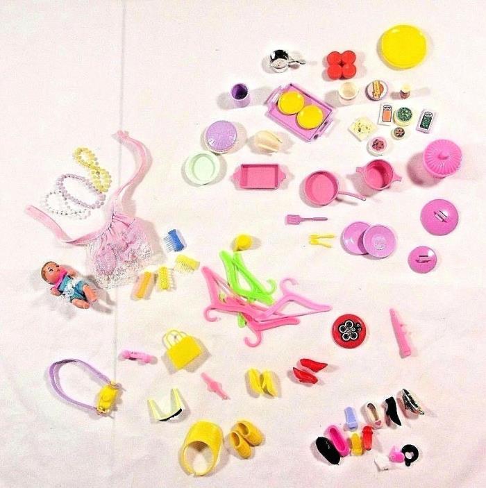 Vintage Barbie Accessories Mixed Lot 1980s/90s Over 50 Pcs Kitchen,Camera,Shoes