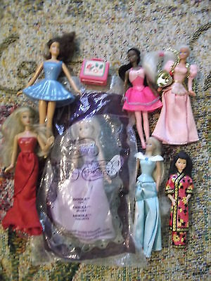 7 mini Barbie doll lot 6 McD figs inc Annika & Hallmark Chinese Barbie ornament