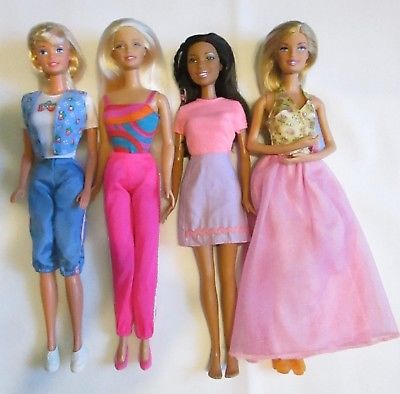 Barbie Dolls Lot of 4 Beautiful Barbies Excellent Fully Clothed w/ Shoes # 33