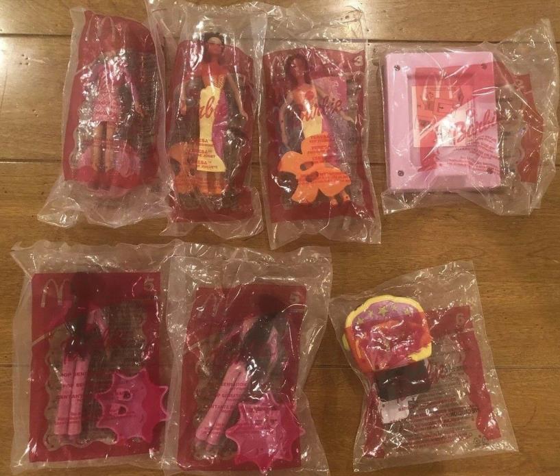 Lot of 7 Barbie Doll McDonald's Happy Meal Toys Unopened (2002)