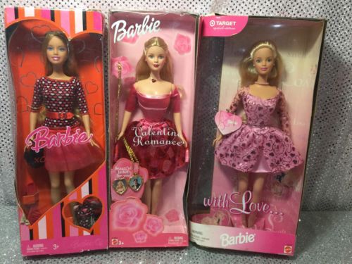 SET OF 3 VALENTINE BARBIE DOLLS XO VALENTINE ROMANCE WITH LOVE MINT NRFB