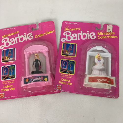 Mattel Forever Barbie Miniature Collectibles Lot 2 Happy Holidays 1988 Solo 7478