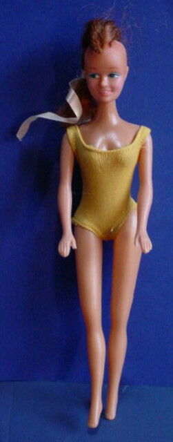 Vintage Clone Barbie Doll Hong Kong Hollow Plastic Body Red Head + Bathing Suit