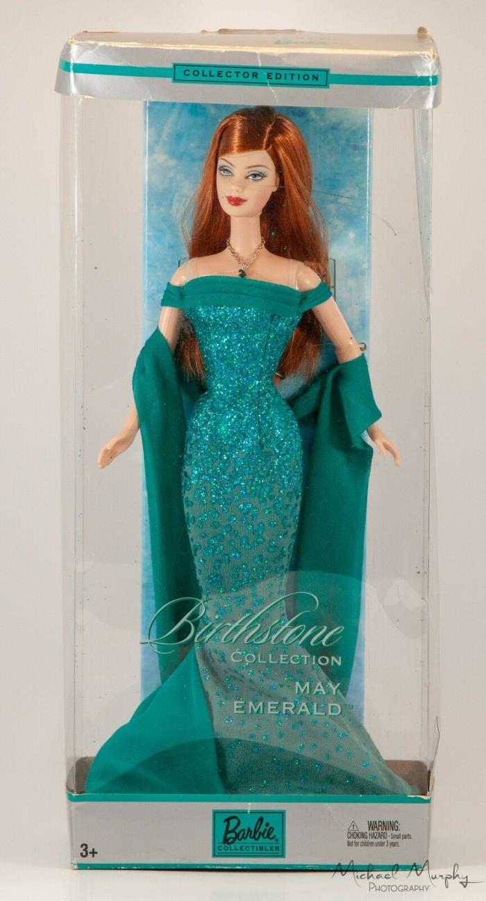 Barbie Birthstone Collection May Emerald Green Dress Red Hair Redhead Doll 2002